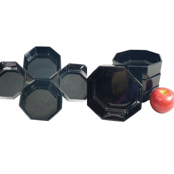 Bridge Bowls Party Snack Cocktail Nuts, Condiment Octagon 4pc Set Blk - Picture 11 of 11